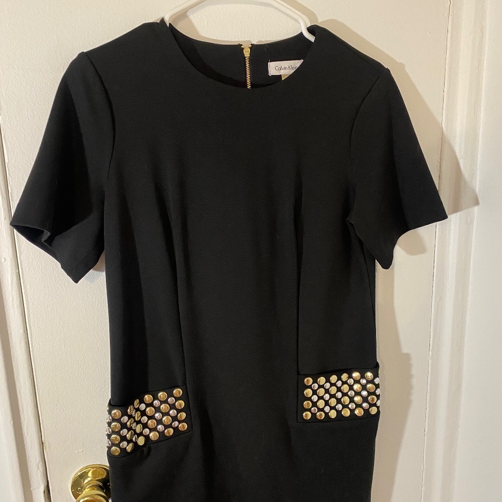 Calvin Klein Black Dress with Gold/Silver Details